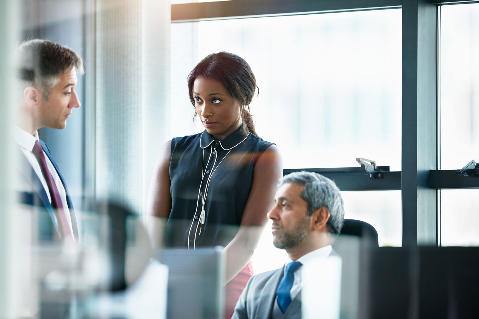 Black woman, White team, work, job, annoyed