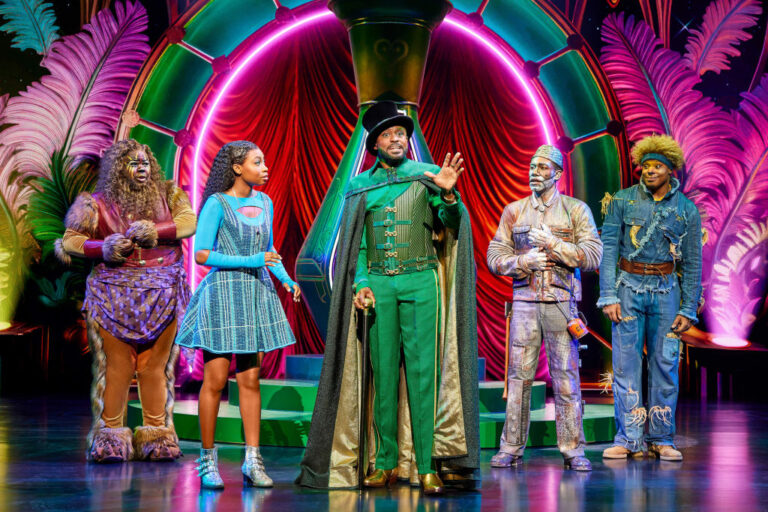 From left, Kyle Ramar as Freeman's Lion, Nichelle Lewis as Dorothy, Wayne Brady as the Wiz, Phillip Johnson Richardson as Tinman, Avery Wilson as Scarecrow, The Wiz, Broadway, Marquis Theatre, New York.