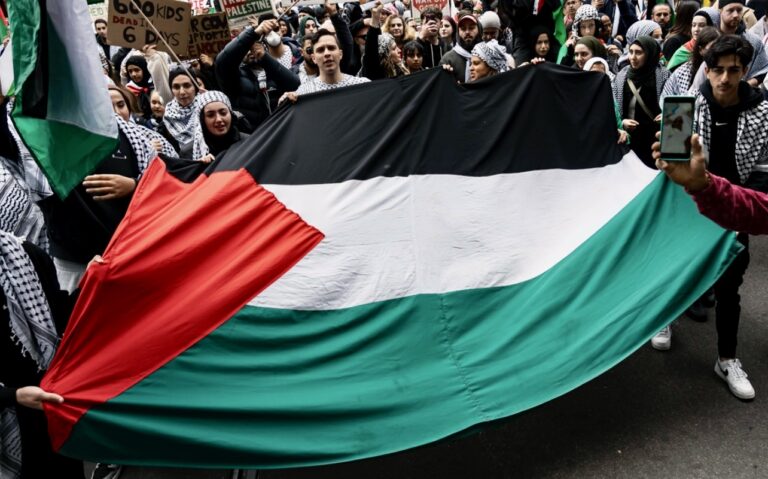 Israel-Gaza War, Palestine flag, Johnathan, Kaye, investment banker, punching, viral, video,
