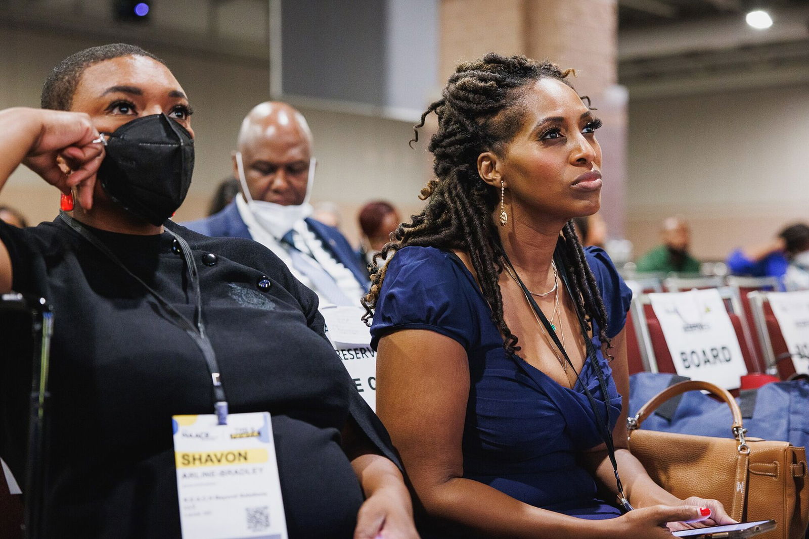 Shavon Arline-Bradley, left, and Jotaka Eaddy